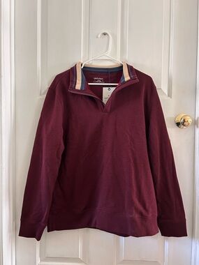 UNTUCKit Men's Burgundy Quarter-Zip with Multicolor Striped Collar